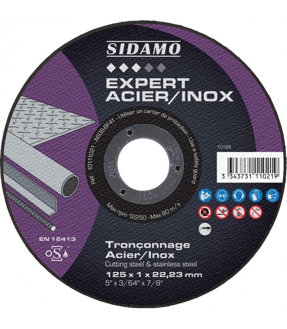 Disque à tronçonner pour machines électro-portatives EXPERT ACIER INOX 125X1MM